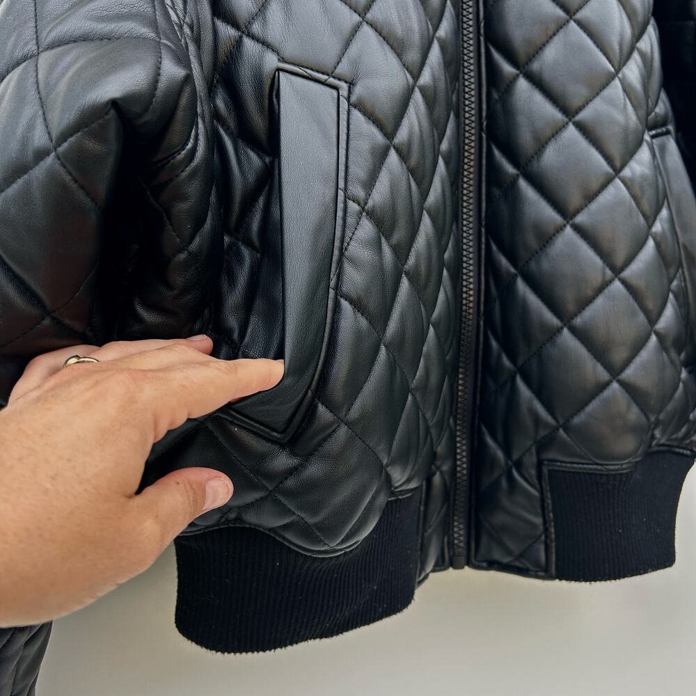 Good American Better Than Leather Quilter Bomber Puffy Jacket Plus Size 22 Black - Picture 8 of 10